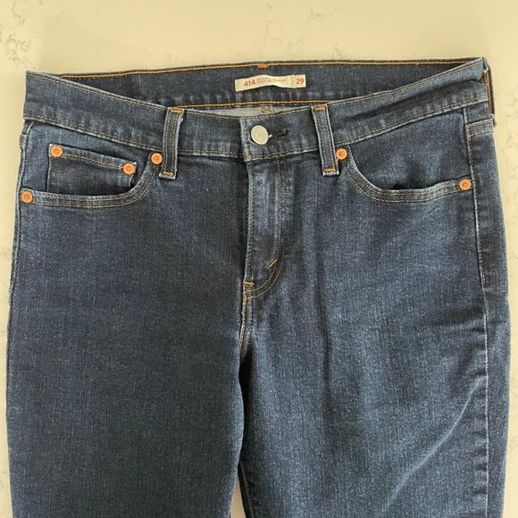 Levi's Casual 414 Relaxed Straight Leg 5 Pocket Dk Wash Denim Jeans Blue Sz 29 - Picture 2 of 9